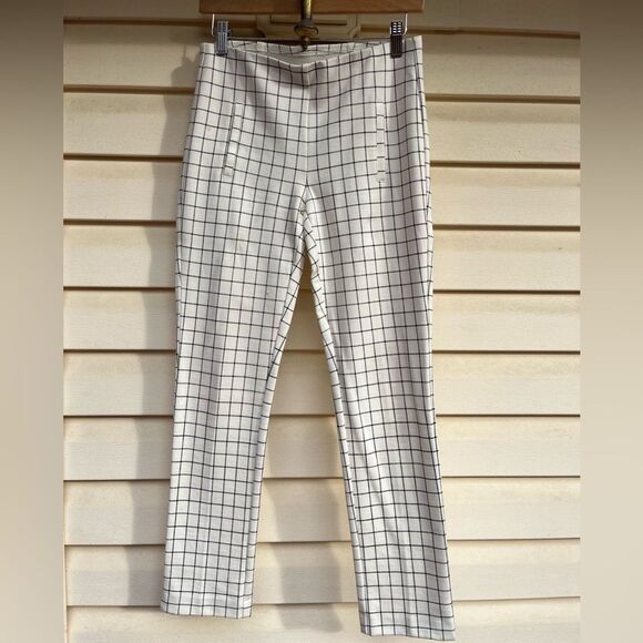 Chico’s off white/black ankle length/squares pants, stretch, elastic waist, 00 - Picture 1 of 7